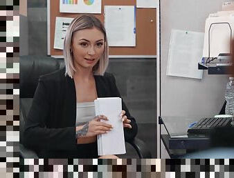 Blonde doll gets the BBC at the office