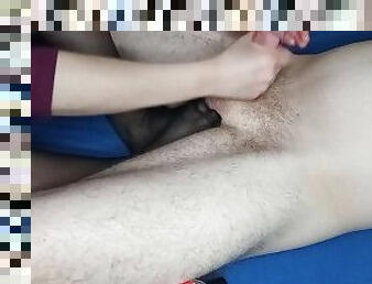 QUICK TEASE AND BIG LOAD FROM HANDJOB