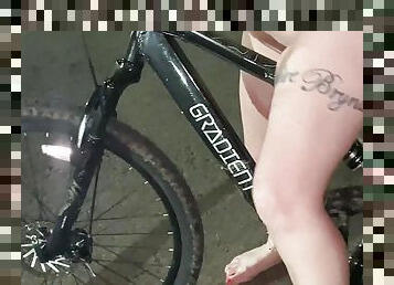 Behind the scenes footage of  &#039;Street girl steals a bike but has to ride it back naked!&#039;