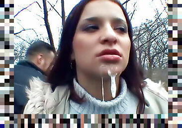 Pretty Russian girl fucked outdoors
