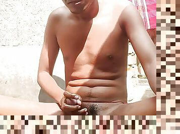 Indian solo gay boy giving Cumshot in bathroom, horny gay boy bathing and giving handjob, desi gay Cumshot 