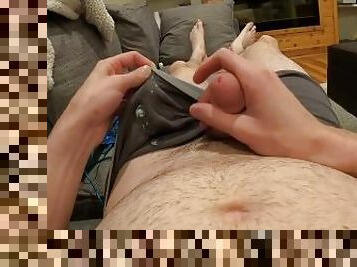 POV cum in boxers while watching porn