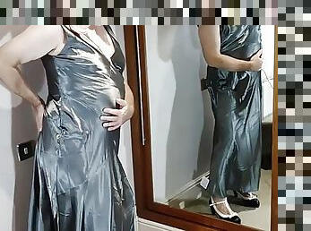 Uk tv slut long satin ball gown very sexy and erotic