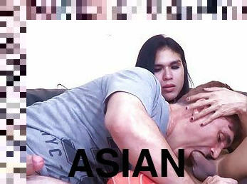 Asian trans suck guy and guy sucking trans