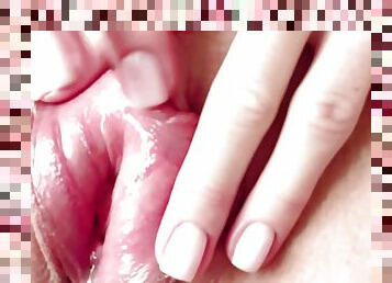 Massaging Super Huge Pussy Close Up to Orgasm