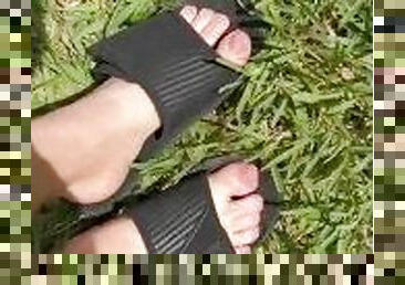 Sandals On Crisp Grass