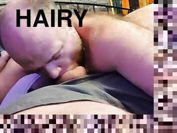 Hairy daddy bear does what he does best and sucks the boys big cock