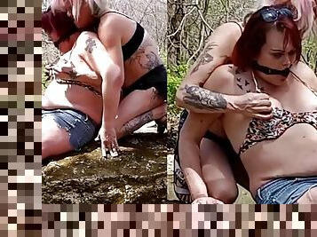 Transbian wild outdoor adventure in our private creek! hot anal fuck scene in nature xxx