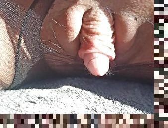 Tore pantyhose on the thans FTM slut masturbations