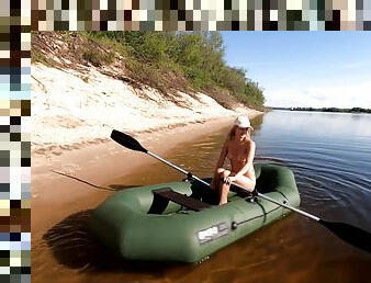 Girl Pumped Up The Boat And Swam