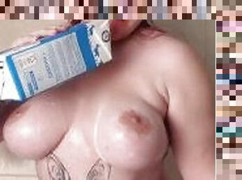Milk Bath Fantasy: Pouring Milk on My Naked Body