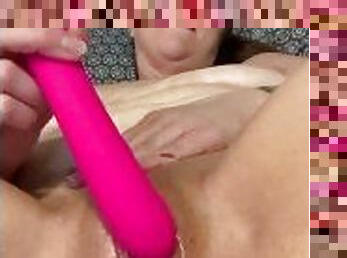 Big floppy Milf Titty brunette masturbating pink vibrator up close ass play real natural chubby Bbw