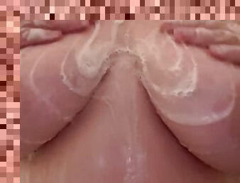Washing Big Breasts in Shower Curvy BBW PAWG