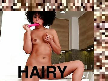 Hairy ebony teen hot solo video