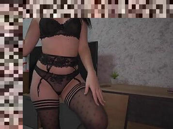 Trying on sexy lingerie, stockings, pantyhose! teen modeling