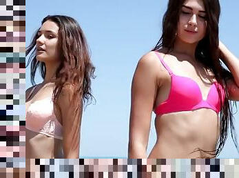 Diana barilova and anya hatri beach bikini thongs