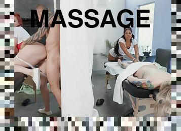 Luna Star and Abigaiil Morris getting fucked on the massage table