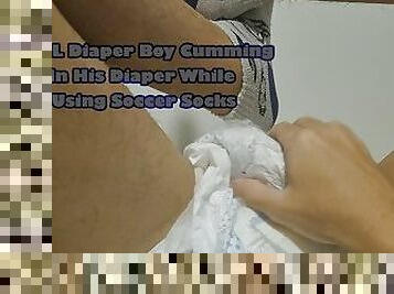 ABDL Diaper Boy Cumming In His Diaper While Using Sport Socks