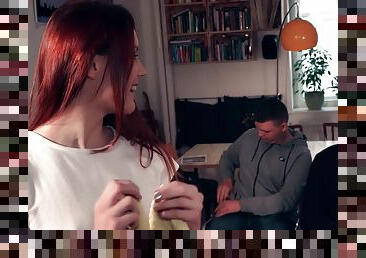 Unforgettable hostel fuck for outgoing redhead Charlie Red