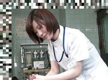 Subtitled CFNM Japanese female doctor gives patient handjob