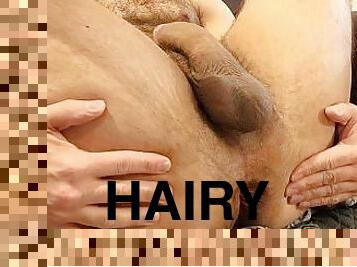 HAIRY MUSCLE BEAR SHOWS OFF HAIRY ASSHOLE