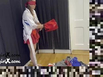 The Blindfolded Clothing Challenge. The clock is clicking fast, blindfolded with a pile of clothes