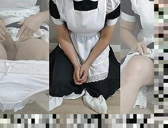 Crossdresser Wearing a Maid Dress and a Sanitary Towel Then Jerking off ??? ??? ?? ?? 02