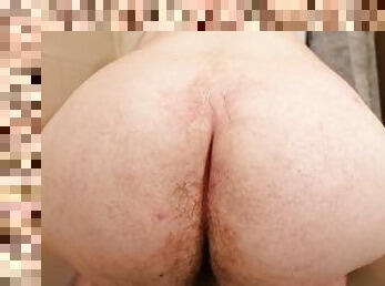Showing and soaking my hairy big ass while bending to camera in bathtub