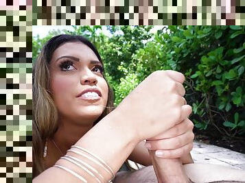 Sensational POV blowjob with ball sucking babe Nicole Rey