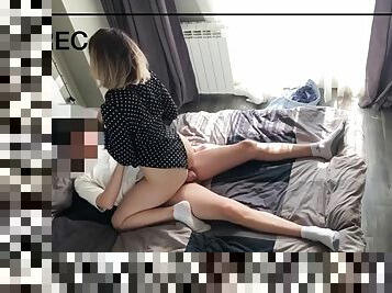 Unfaithful wife in our house with her lover