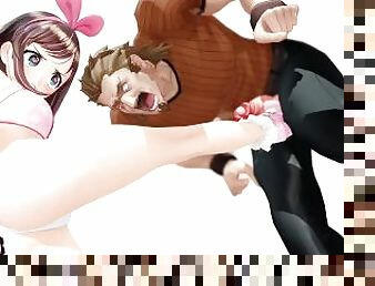 Ballbusting Animation - Kizuna Ai Ball Kicking Compilation (Brunette Version)