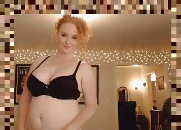 Milky white cam redhead in her bedroom has breathtaking curves