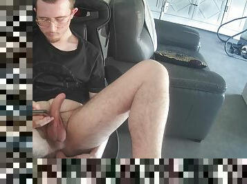 Hacked webcam of man using dildo