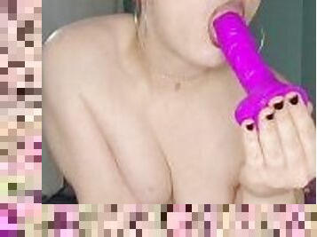 Cute purple dildo play