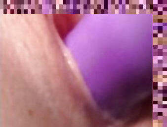 Close up cumming with my purple vibrator