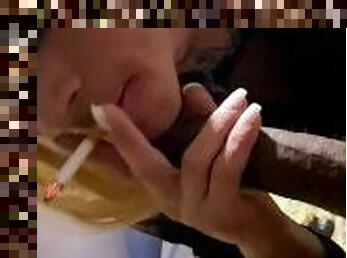 Crossdresser gives bbc a smoking blowjob