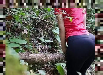 She begged me to cum on her big ass in yoga pants while hiking, almost got caught