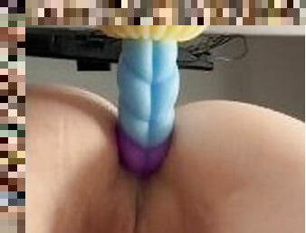 Try out my new mermaid dildo in my ass with me and then double penetrate me