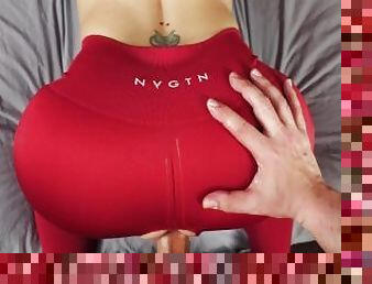 Kali gets her red leggings ripped and her pink pussy creampied!