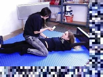 Girl on girl tickling domination with Kate and Yelena (high arches, bare feet, tickling domination)