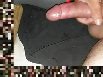 Clean shaven uncut cock fucks toy and cums