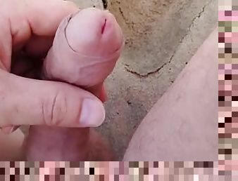 masturbation handjob on the beach looking at a naked woman walking on a public beach with her tits a