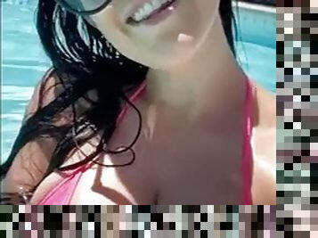 Onlyfans leaked MILF pool big tits brunette