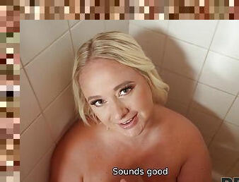 Barefoot, Pregnant, in Debt - European blonde BBW in amateur POV hardcore in shower and in bedroom