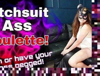 Anal Ass Roulette! Femdom Pegging Game with Slave Real Homemade Amateur Female Domination Bitchsuit
