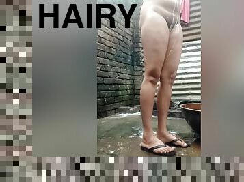 Saveing Hairy Pussy Before Bath. Desi Village Girl Akhi Bath And Pussy Saving By Rezor