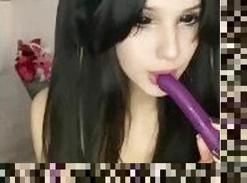 Goth Babe Playing with Dildo