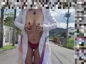 MILF public flashing and walking naked in the middle of the streets