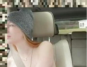 Exhibitionist wife drove home topless for the first time