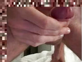 Young man cums in hotel room after edging